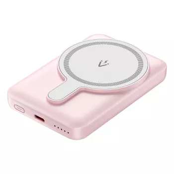 Powerbank Vention FHSP0 5000 mAh mit kabelloser Ladefunktion, USB-C, 3 A Ausgang, Pink