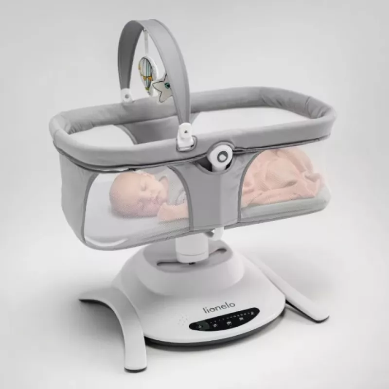 Wiege / Schaukelwiege Lionelo Bella Set Grau Beton – Babybett mit Schaukelfunktion