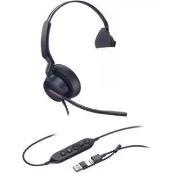Yealink UH46 Mono 1308242 Headset – USB-C/USB-A – monaural – Geräuschunterdrückung – 35-mm-Lautsprecher – Wideband-Audio – 3-Mikrofon-Technologie – Schwarz