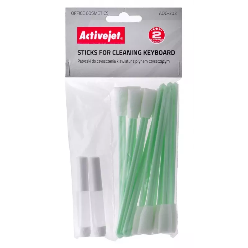 Gerätereinigungsset ActiveJet AOC-303 — 12 weiße Baumwollstäbchen für Tastaturen, universell