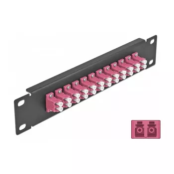 Glasfaser Patch Panel DeLOCK 10 Zoll 12 Port LC Duplex violett 1U schwarz