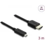 HDMI-Kabel DELOCK 81692 — 3 m, HDMI Typ A (Standard) auf HDMI Typ D (Micro), 48 Gbit/s, bis zu 7680×4320, vergoldete Kontakte, schwarz