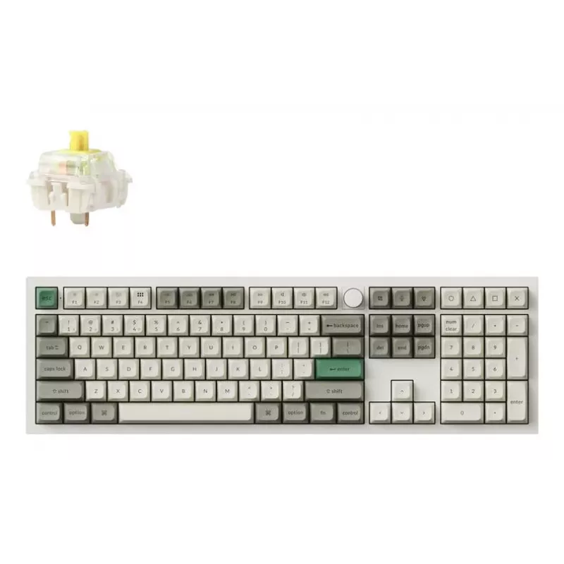 Mechanische Tastatur Keychron Q6M-P4 — Full-size 100% kabelgebunden & kabellos (USB, RF, Bluetooth 5.1), RGB-Hintergrundbeleuchtung, Weiß, USB-C