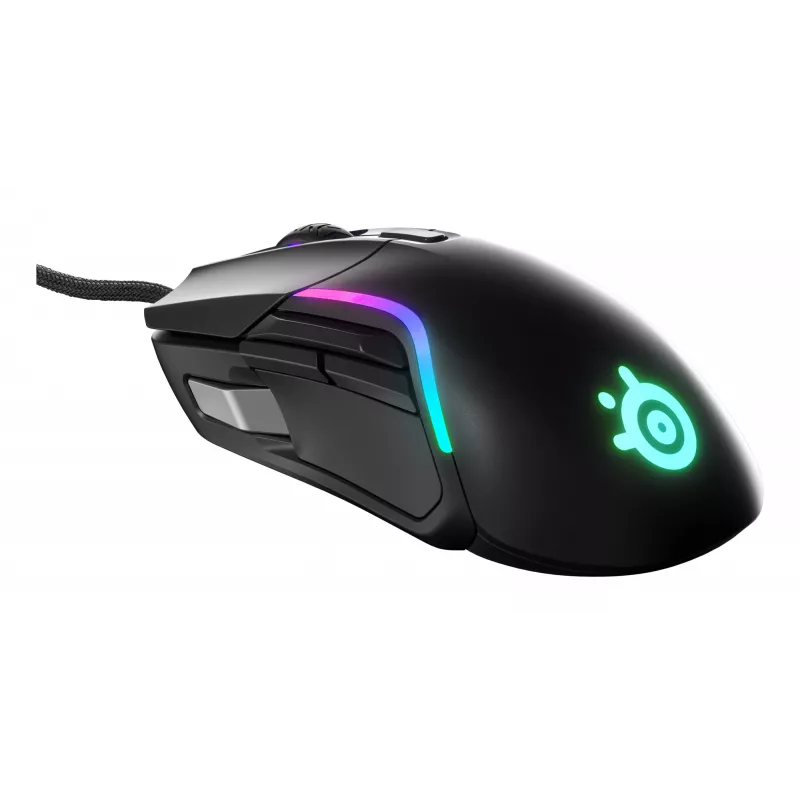 Gaming-Maus STEELSERIES Rival 5 — rechtshändig, TrueMove Air Sensor, 18.000 DPI, 9 programmierbare Tasten, USB Typ A, IP54