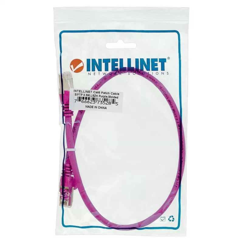 Intellinet Netzwerk-Patchkabel, Cat6, 0,5 m, Rot, Kupfer, S/FTP, LSOH / LSZH, PVC, RJ45, vergoldete Kontakte, Knickschutzhülle, mit Tülle, lebenslange Garantie