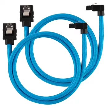 Corsair Premium Sleeved SATA-Kabel gewinkelt, Blau 60 cm - 2er-Pack