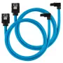 Corsair Premium Sleeved SATA-Kabel gewinkelt, Blau 60 cm - 2er-Pack