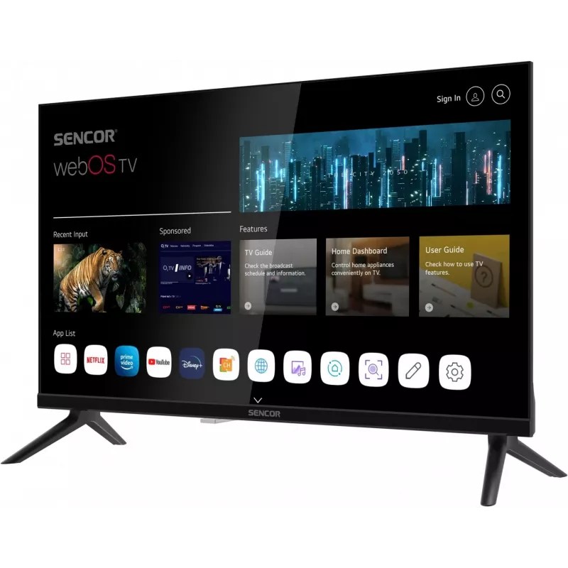 24 Zoll LED Smart Display Fernseher SENCOR SLE 24S830MB — HD-Auflösung, Energieeffizienzklasse E