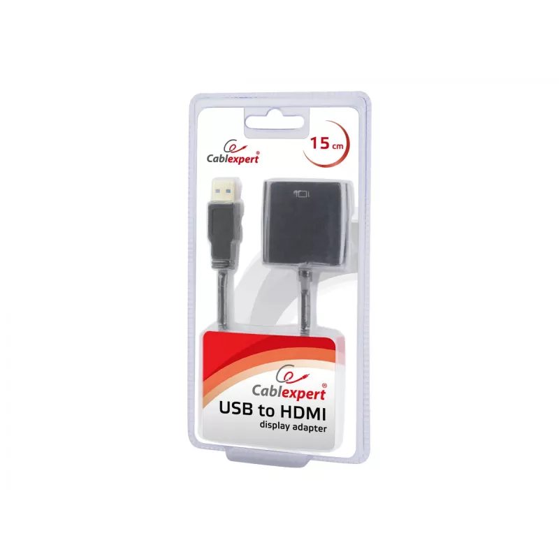 USB-Grafikadapter GEMBIRD A-USB3-HDMI-02, HDMI-Ausgang, bis zu 1920x1080, schwarz, 36 g