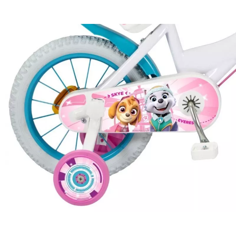 Kinder-Citybike Toimsa PAW PATROL 14 Zoll Stahl, aufblasbare 14-Zoll-Räder, Vorder-/Hinterrad-Felgenbremsen, Korb, Puppensitz, Stützräder