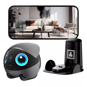 EnaBot Ebo Air 2 Plus Mobiler Heim-Überwachungsroboter mit KI-Kamera, Grau
