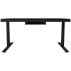 Höhenverstellbarer Gaming-Schreibtisch mit zwei Motoren, Sitz-/Stehfunktion, kabellosem Ladegerät, RGB-Beleuchtung, Bedienfeld und USB-Anschlüssen, Tischplatte aus gehärtetem Glas, schwarz