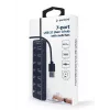 USB-Hub Gembird UHB-U3P7P-01, 7-Port USB 3.2 Gen 1 (Typ-A), 0,24 m Kabel, schwarz