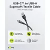 Goobay USB-C Kabel Fabric Supersoft mit Metallsteckern, 2 m, Schwarz (2m, USB 2.0, 60W), USB-Kabel