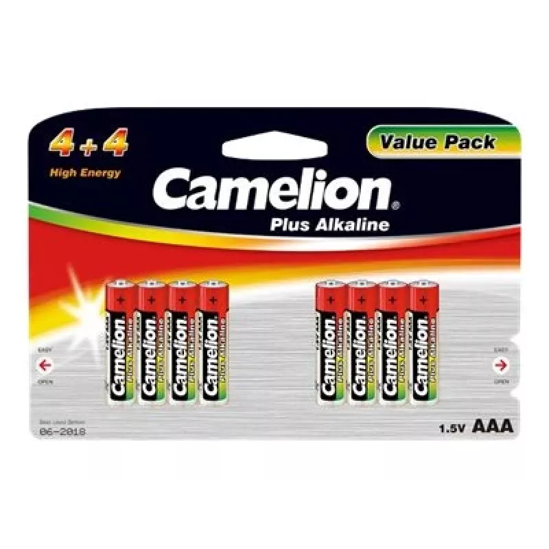 Alkaline AAA (LR03) Batterien CAMELION 11044803 — 8er-Pack, Einweg