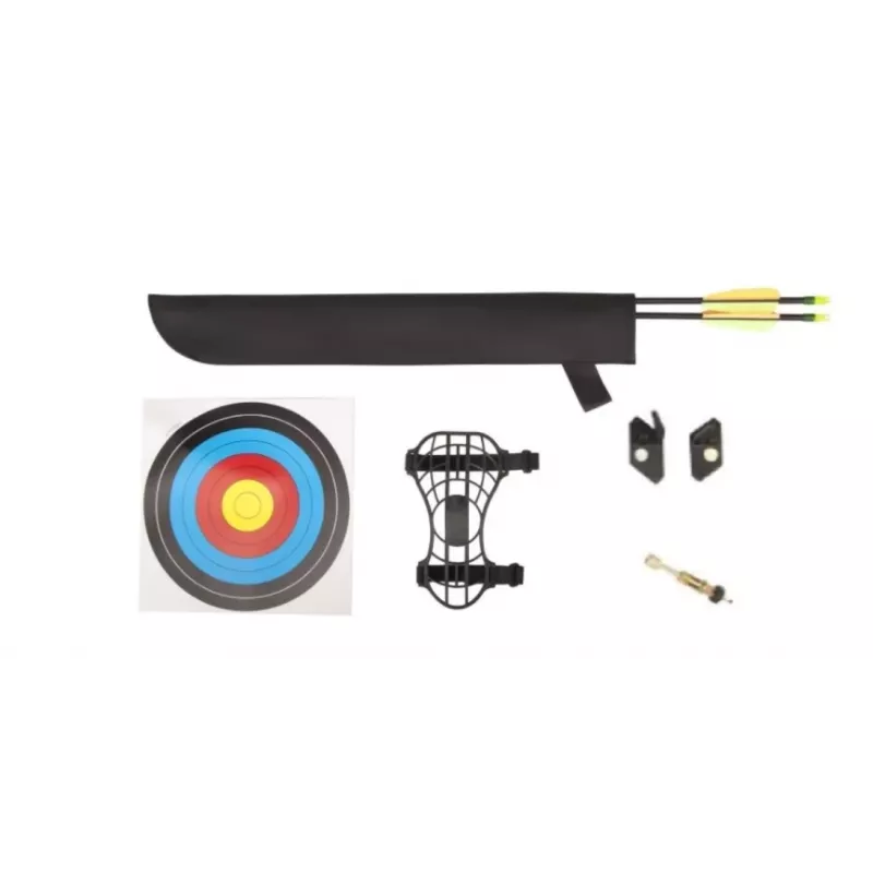 Compoundbogen POE LANG EK Chameleon Schwarz 10–15 lb Zug, Aluminium, 930 mm, 22 Zoll Sehne, beinhaltet 2 Pfeile und Zubehör
