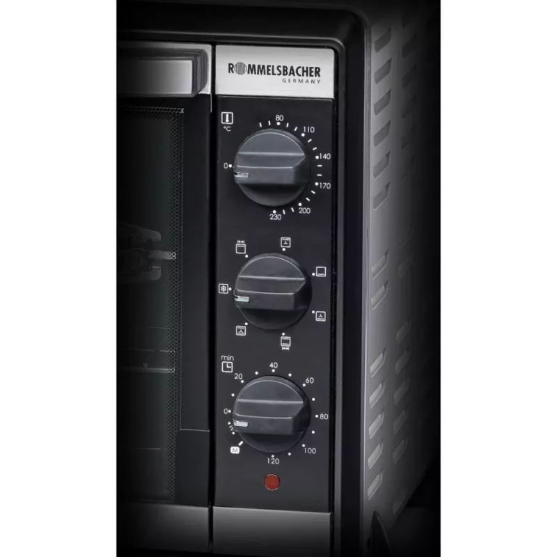 Mini-Backofen Rommelsbacher BG 1805/E Edelstahl – 42 L, 80–230 °C, 7 Modi, Rotisserie