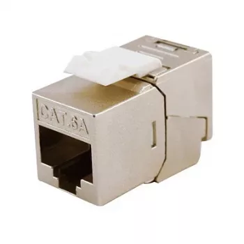 Geschirmter Cat.6A schlank Keystone Jack, EQUIP 767223, werkzeugfrei, RJ-45, flach, Silber, 8 Stück