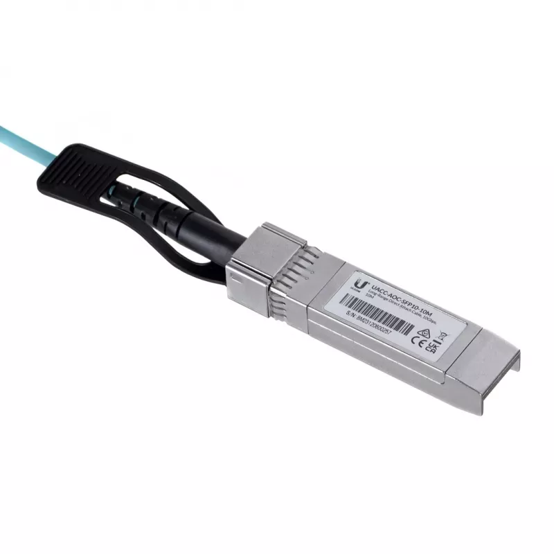 Glasfaser-/AOC-Kabel UBIQUITI UACC-AOC-SFP10-5M SFP+ zu SFP+, 10 Gbit/s, 5 m, 850 nm, PVC-Mantel, Aquamarin