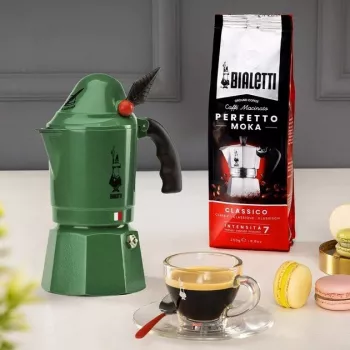 Moka-Kanne BIALETTI Moka BREAK ALPINA — 3 Tassen, grün, Aluminium, Bakelit-Griff
