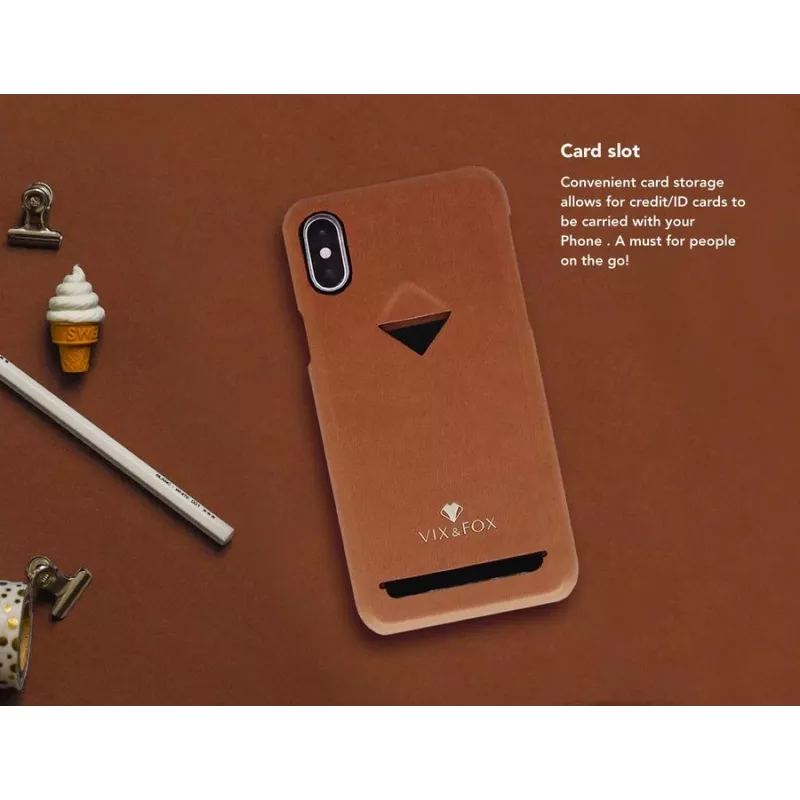 Kartenfach-Rückenschale VixFox für Samsung S9 — karamellbraun, Rückabdeckung mit Kartenfach