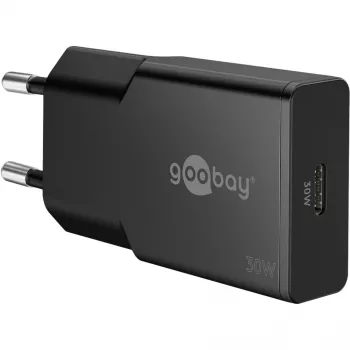 Goobay USB-C™ PD GaN Schnellladegerät schlank (30 W) schwarz