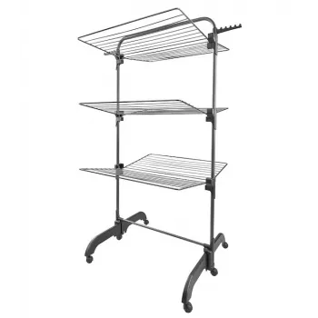 Wäscheständer Leifheit Seaford Schwarz – Trockenfläche 42 m, B760×T700×H1450 mm, klappbar mit Rollen