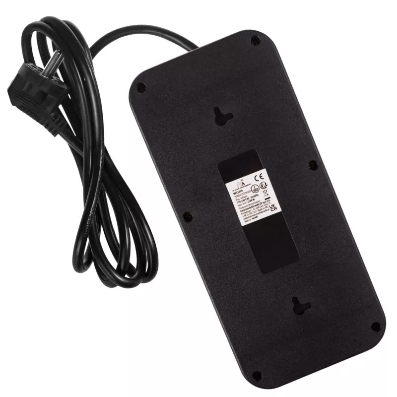 Steckdosenleiste MACLEAN MCE389 B — 6 Steckdosen, 4×USB-A + 1×USB-C, 110–240V, 2,1A, 2500W, 1,5 m Kabel, schwarz