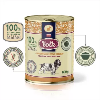FOLK Traditionelles polnisches Kaninchenfest - Nassfutter für Hunde - 800g