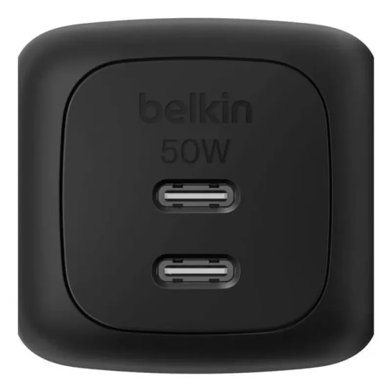 Indoor AC-Schnellladegerät Belkin WCH019kqBK — 2× USB‑C, Schwarz, OVP/OC/OT/SC-Schutz