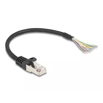 DeLOCK Kabel RJ50 Stecker auf offene Kabelenden S/FTP 0,25 m schwarz