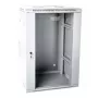 19 15U Wand-Netzwerkschrank 600x600, Glastür, grau, geteiltes Design, montiert, 60kg