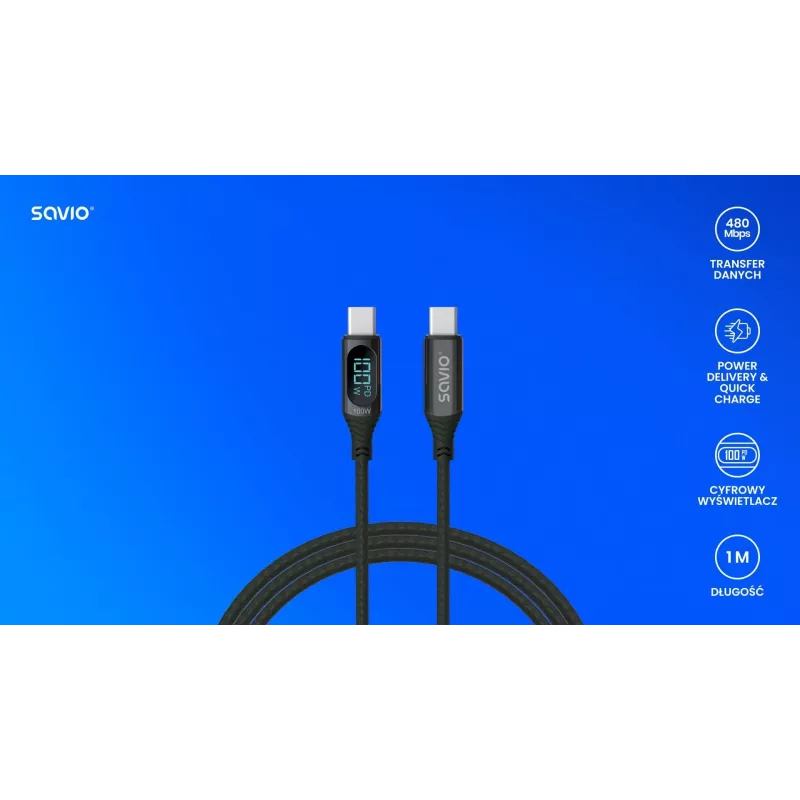 Savio USB-C - USB-C-Kabel CL-174 1m schwarz USB 3.2 Gen 1