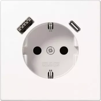 Steckdose Typ F Jung LS1520-15CAWW, 16 A, 50/60 Hz, IP20, Kunststoffgehäuse, USB 5 V