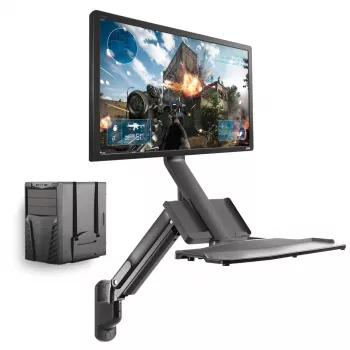 Wandmontage-Workstation MACLEAN MC-838 mit Gasfeder für Monitor, Tastatur und PC