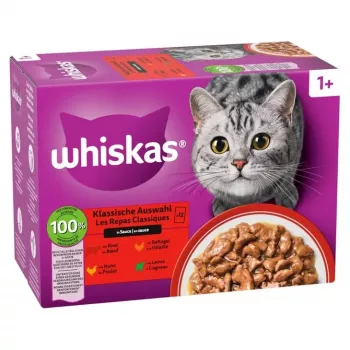 Nassfutterbeutel für Katzen Whiskas Sortiment 80 x 85 g — gemischtes Geflügel, Lamm, Rind, Huhn
