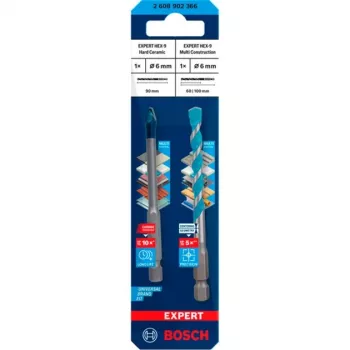 Bohrer-Set Bosch Expert HEX-9 MultiConstruction 6 mm, 2-teilig