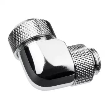 Alphacool Eiszapfen 13mm HardTube Schraubfitting 90° drehbar G1/4 - Winkel-Klemmverschraubung für Flüssigkeitskühlsystem - chrom