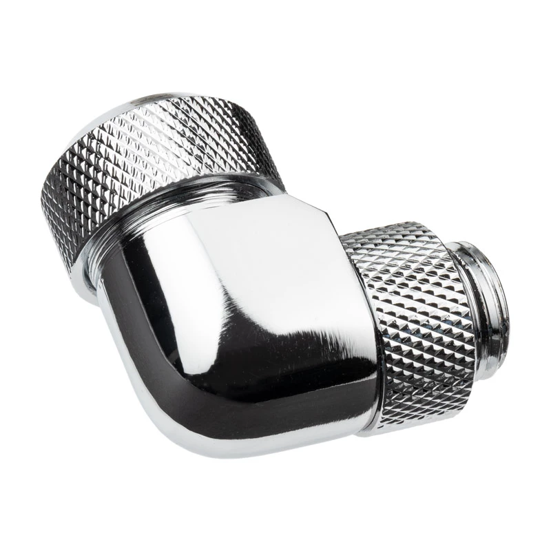 Alphacool Eiszapfen 13mm HardTube Schraubfitting 90° drehbar G1/4 - Winkel-Klemmverschraubung für Flüssigkeitskühlsystem - chrom