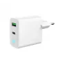 Netzladegerät 220V GEMBIRD, Universal, 1x USB Type-C PD 20 W, 1x USB-A 3.0 QC 18 W, LED-Anzeige, Weiß