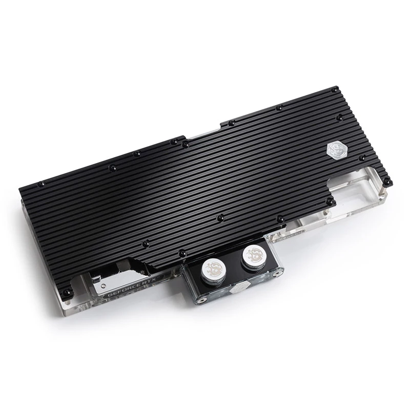 Wasserblock und Backplate für GPUs BitsPower BP-VG3090EVXC3 — Acryl, Kupfer, Chrom-Nickel-Stahl, 125,4 × 263,7 × 25 mm