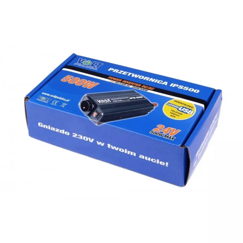 Wechselrichter AZO 350/500W 24V auf 230V Modell 4PRZ24230IPS500, 350W Dauerleistung / 500W Spitzenleistung