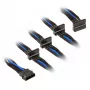 SilverStone 4-Pol-Molex-zu 4x SATA-Kabel, 300 mm - schwarz/Blau
