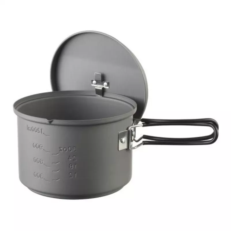 ESBIT Cookset mit Spirituskocher, Aluminium 1,5 L, Ø15,4 cm, H115 mm, Schwarz