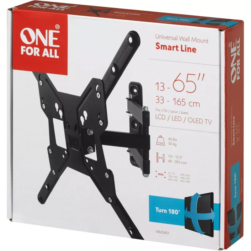 Universal Electronics One For All Smart WM 2451 - Halterung - für Flachbildschirm - Bildschirmgröße: 33-140 cm (13-55) - Wandhalterung (WM2451)