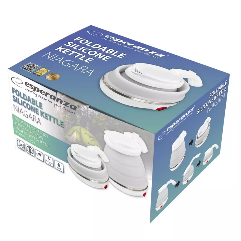 Elektrischer Wasserkocher ESPERANZA EKK023 — 0,5 l, 750 W, weiß, Edelstahl und Kunststoff