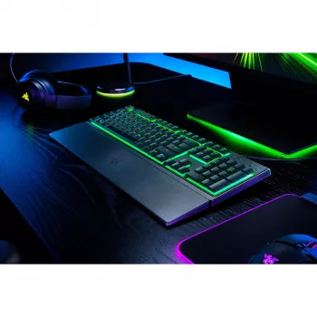 Gaming-Tastatur Razer Ornata V3 X Full-Size USB, Membranschalter, RGB-LED-Hintergrundbeleuchtung, Handgelenkauflage, 1000 Hz Abfragerate, Schwarz