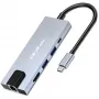 USB-C Hub QOLTEC 53795 5-in-1 mit 100W PD, 2×USB-A, HDMI 4K, RJ45