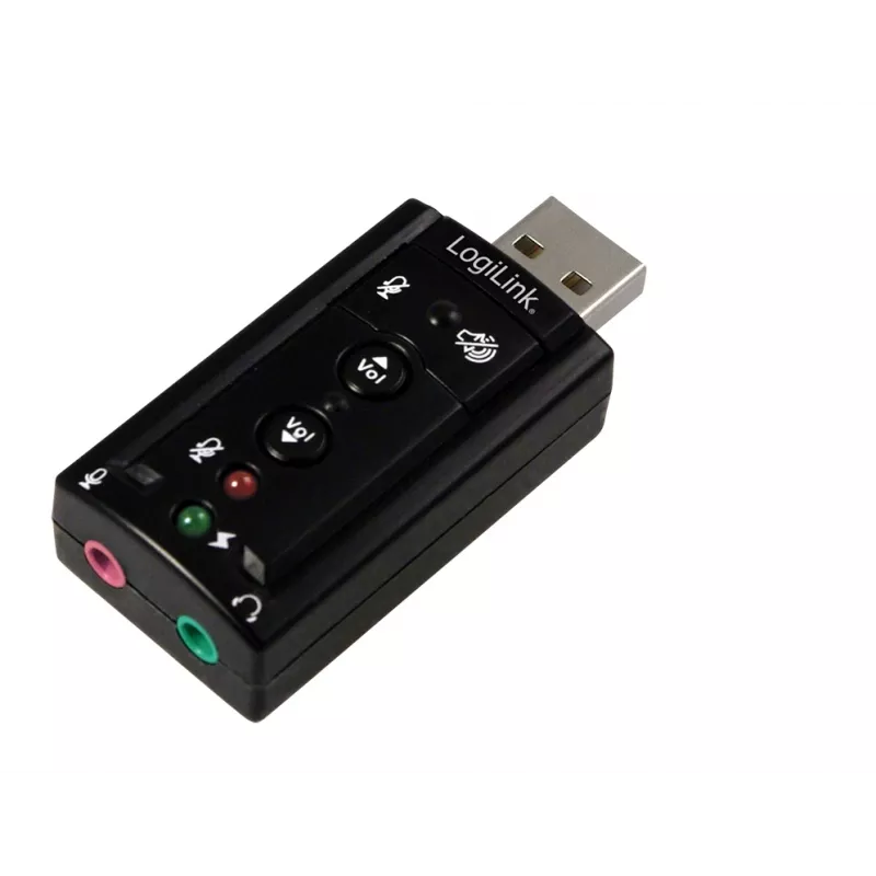 Externe USB-Soundkarte LOGILINK UA0078, 7.1-Kanal, USB-Schnittstelle, kompakt 124×194×34 mm, 80 g