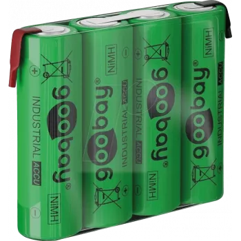 Goobay 4x AA (Mignon) - 2100 mAh, Grün - Lötfahne (Z), Nickel-Metallhydrid-Akku (NiMH), 4,8 V (55580)